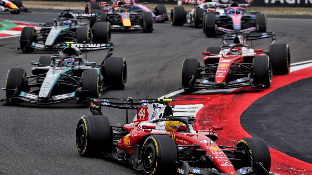 Lewis Hamilton leads