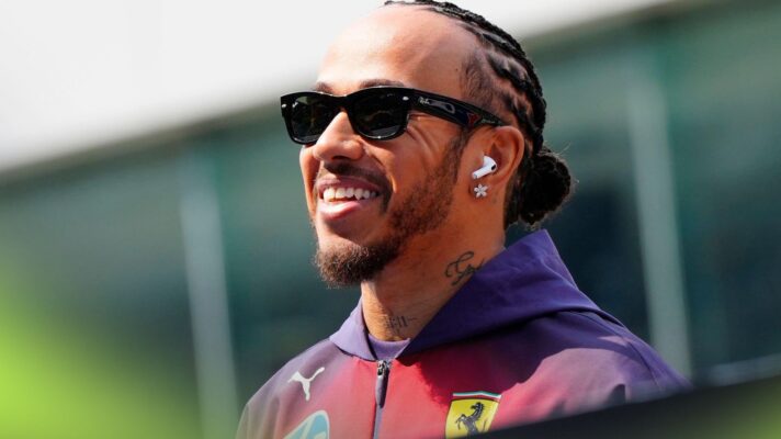 Ferrari driver Lewis Hamilton all smiles at the 2026 Chinese Grand Prix