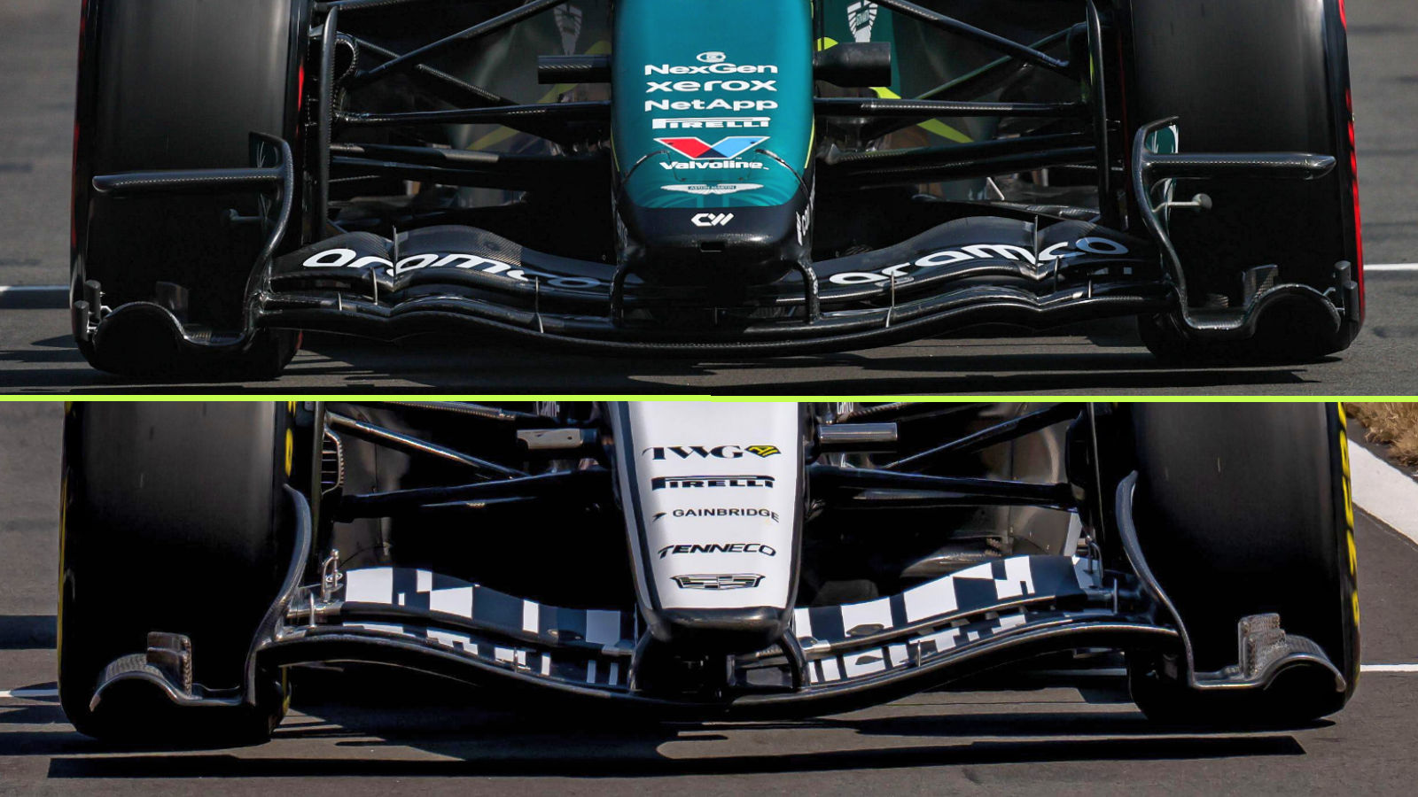 Aston Martin & Cadillac front wing comparison