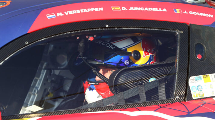 Max Verstappen in his Mercedes GT3 car at the Nurburgring