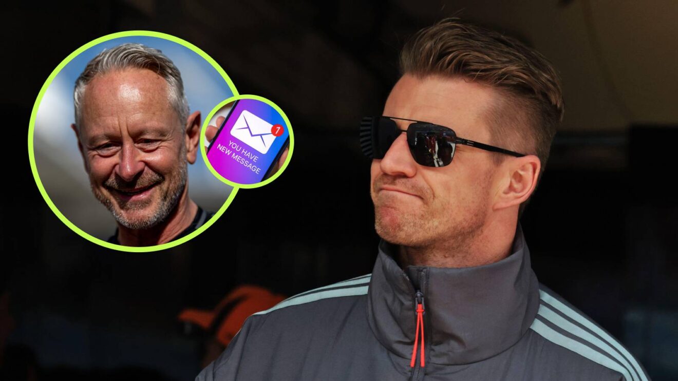 Audi's Nico Hulkenberg and Jonathan Wheatley, pictured in 2026.