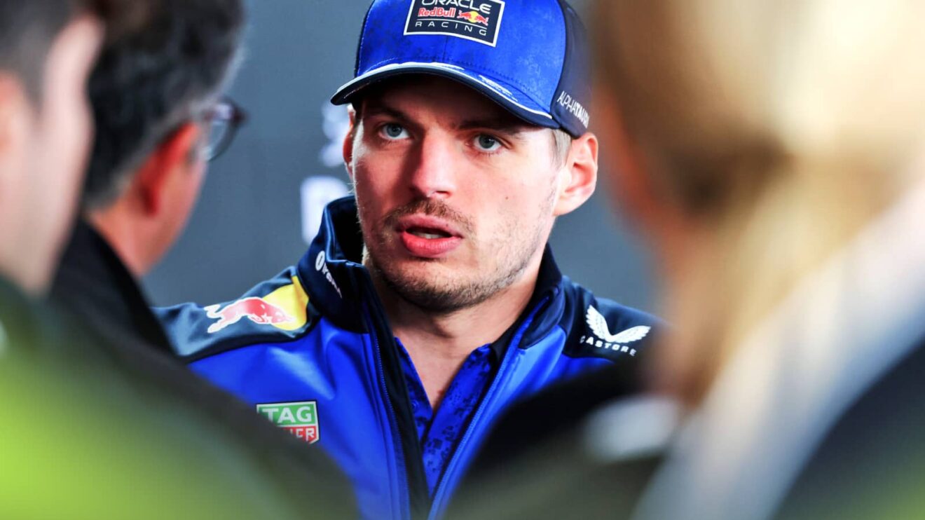 Max Verstappen speaks to members of the media