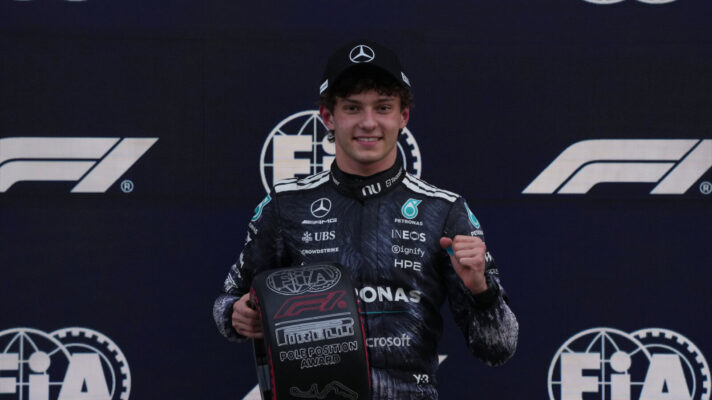 Kimi Antonelli with the pole position award