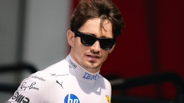 Ferrari driver Charles Leclerc in the Suzuka paddock.