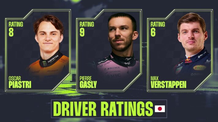 Pierre Gasly, Oscar Piastri and Max Verstappen are given individual driver ratings for the Japanese GP.