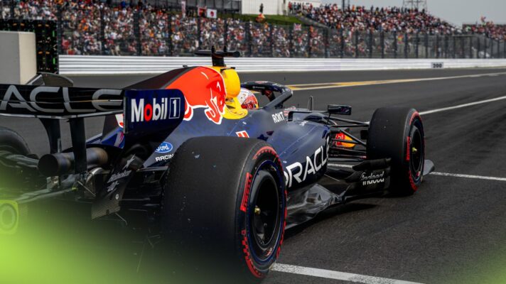 Max Verstappen prepares to launch the Red Bull RB22 at the 2026 Japanese Grand Prix