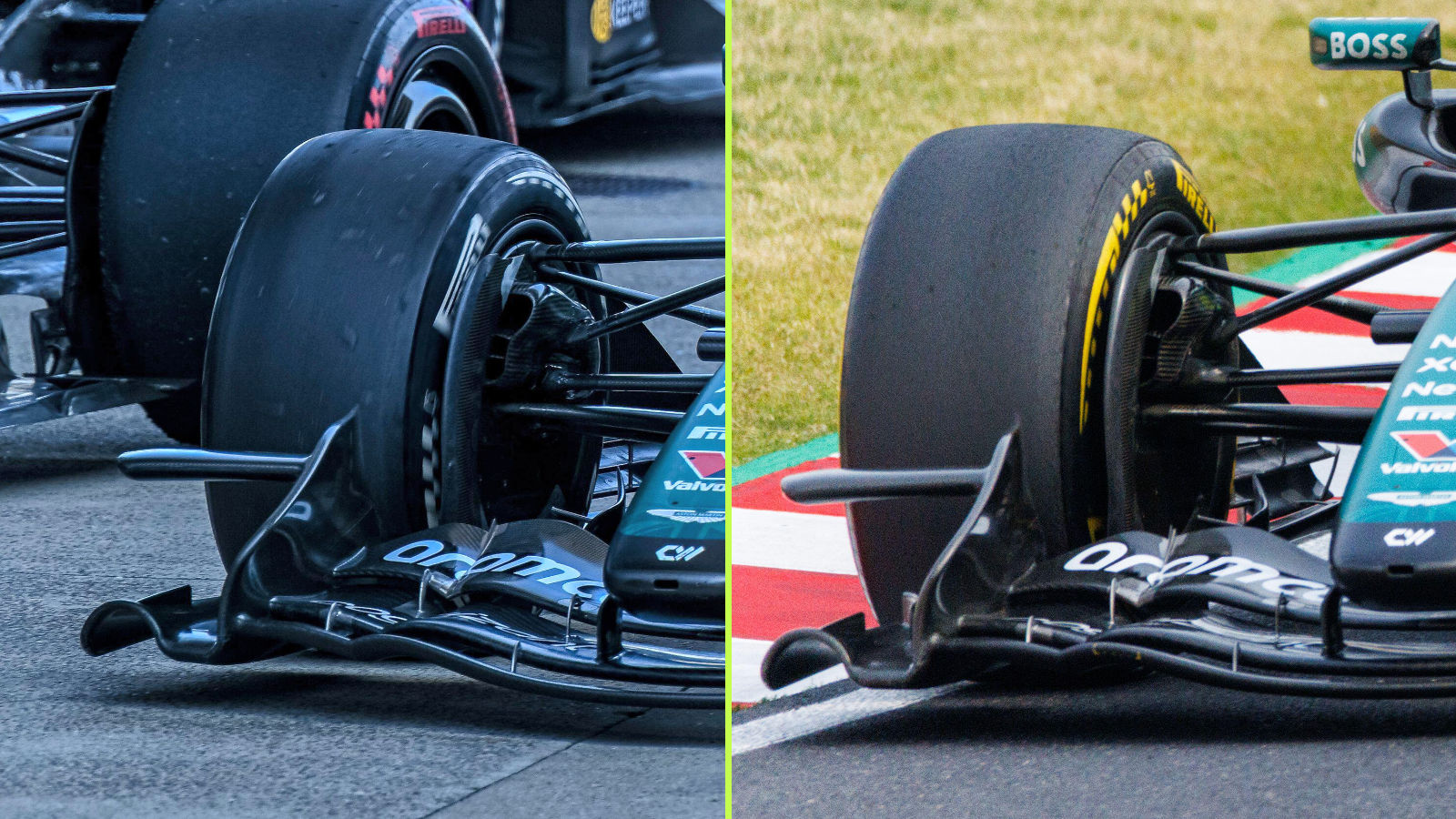 Aston Martin AMR26 front wing comparison