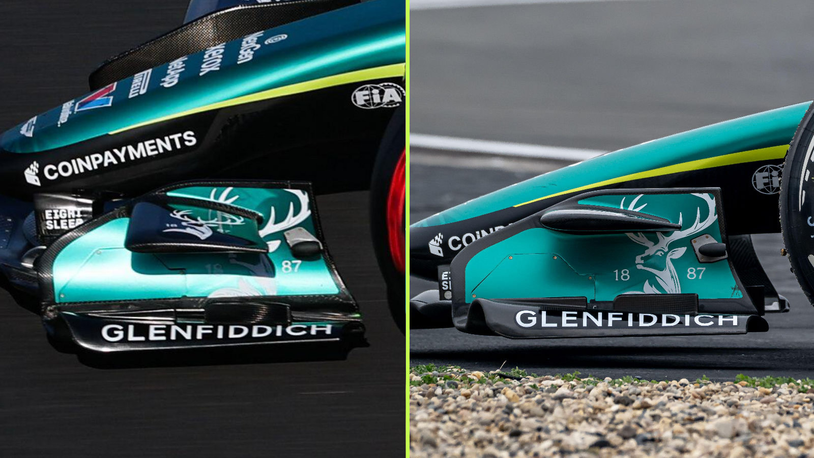 Aston Martin AMR23 front wing footplate comparison