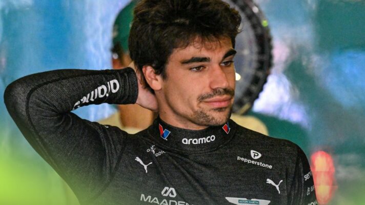 Aston Martin driver Lance Stroll pictured in the garage at the 2026 Australian Grand Prix