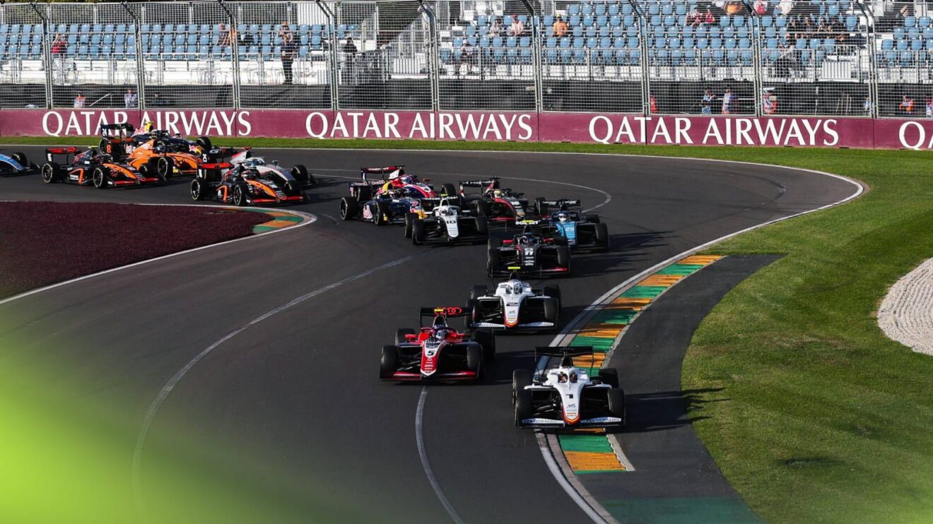 The race start of the F2 Sprint race in Australia.