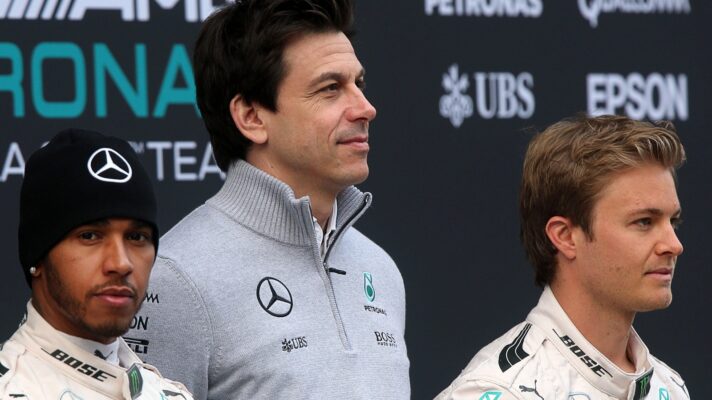 Lewis Hamilton, Toto Wolff and Nico Rosberg