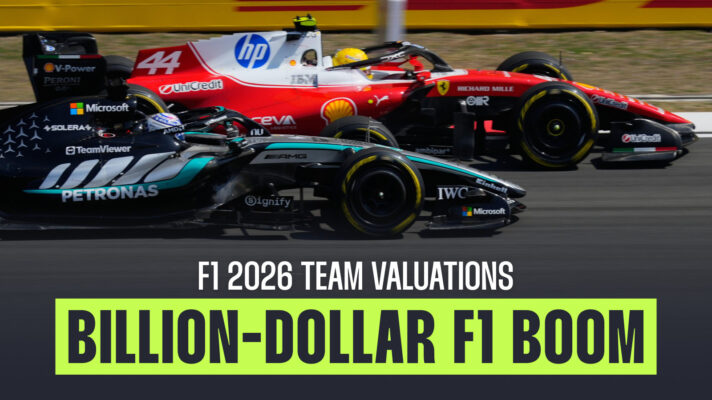 Lewis Hamilton and George Russell race side-by-side.