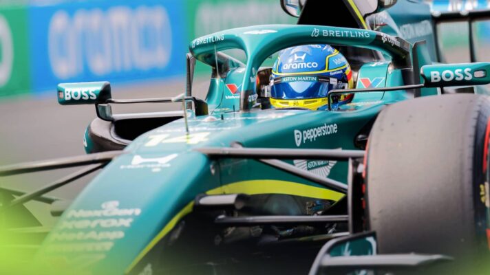 Fernando Alonso's Aston Martin on the grid at Suzuka