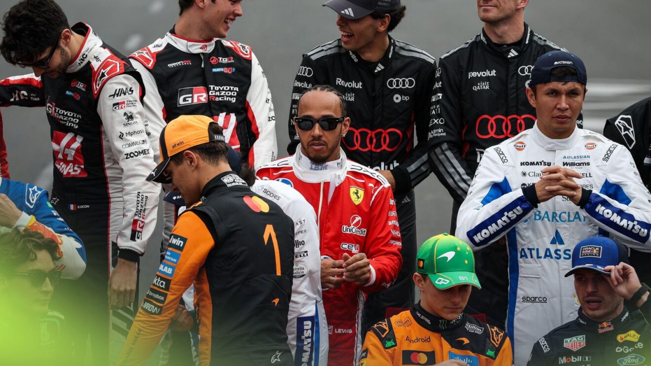 The Formula 1 class of 2026 pose for a photo in Melbourne
