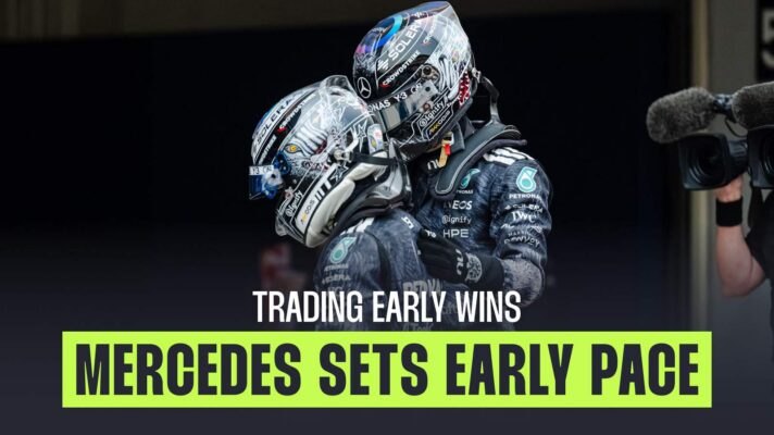 Mercedes duo Kimi Antonelli and George Russell after the Japanese Grand Prix.