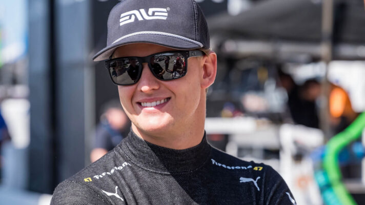 Mick Schumacher smiling in IndyCar