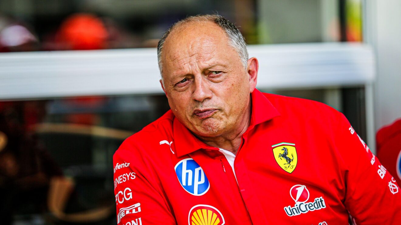 Ferrari team principal Fred Vasseur starring at the camera