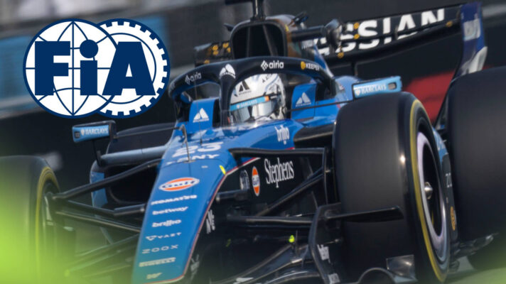 Alex Albon and the FIA logo