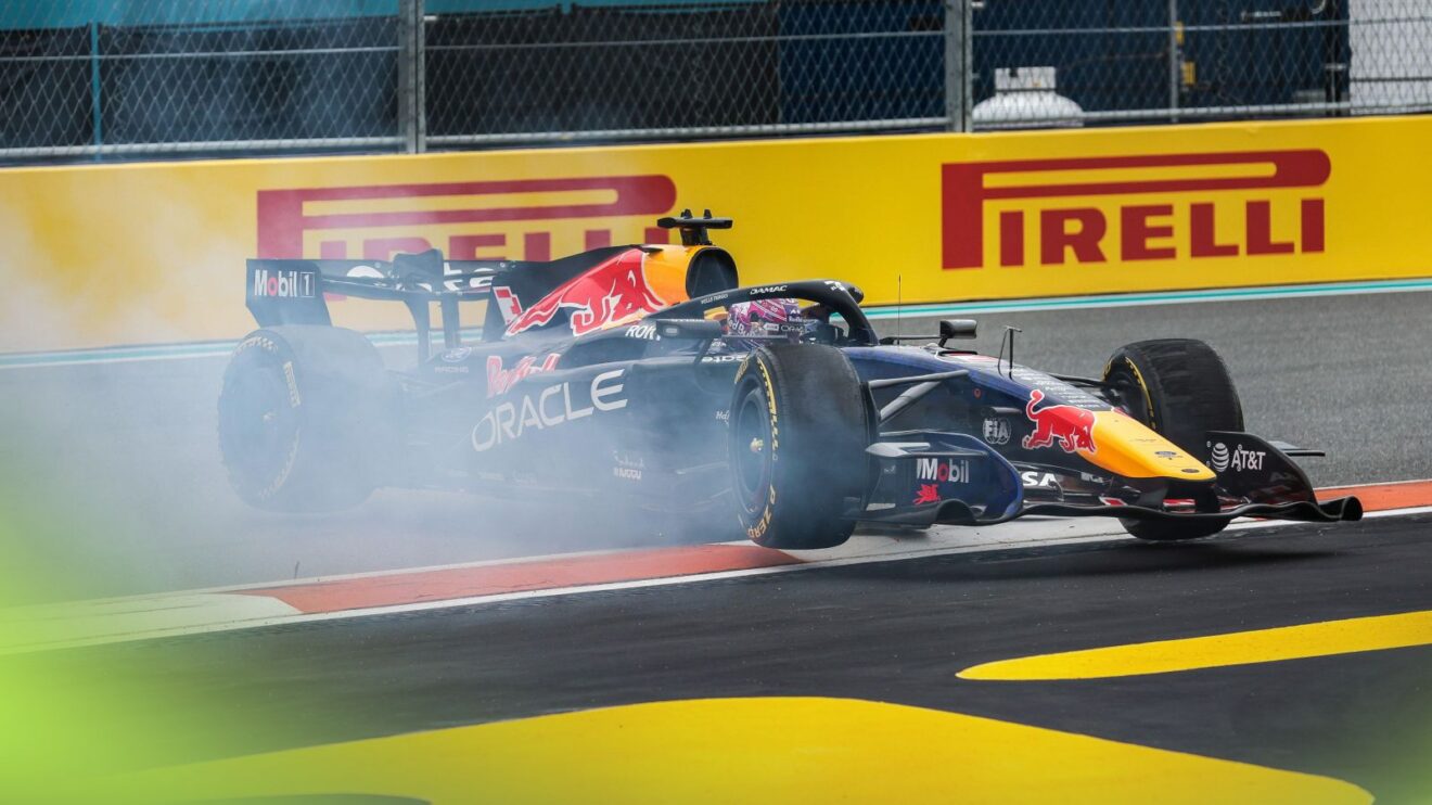 Max Verstappen, Red Bull, spins at the 2026 Miami Grand Prix