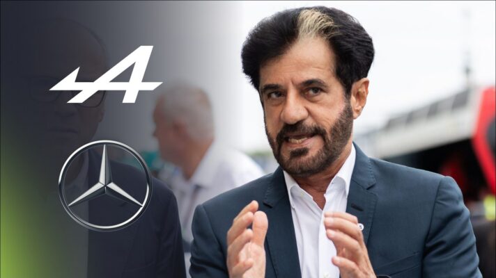 Mohammed Ben Sulayem with the Alpine and Mercedes logo