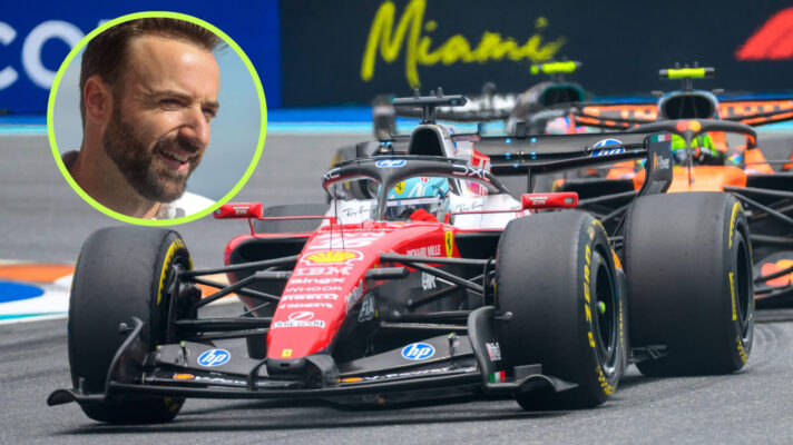 Charles Leclerc leads Lando Norris, James Hinchcliffe in the circle