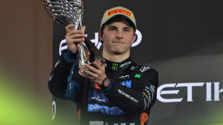 Oscar Piastri takes second place at the 2025 Abu Dhabi Grand Prix.