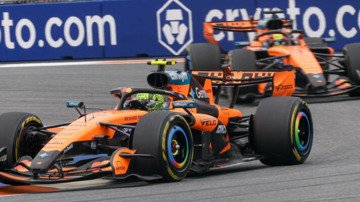 Lando Norris leads Oscar Piastri in the McLaren MCL40 in Miam
