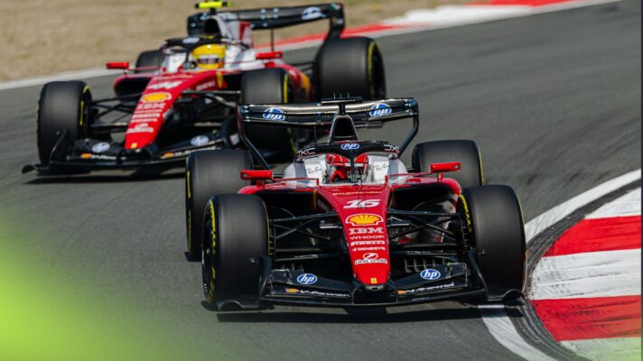 Charles Leclerc ahead of Ferrari teammate Lewis Hamilton at the 2026 Chinese Grand Prix