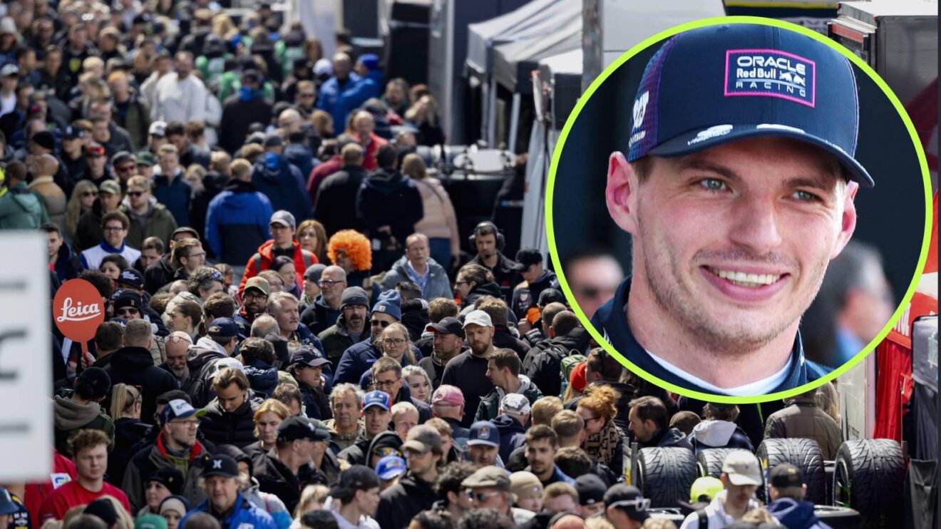 Red Bull's Max Verstappen, pictured with a busy paddock at the Nürburgring 24 Hours.