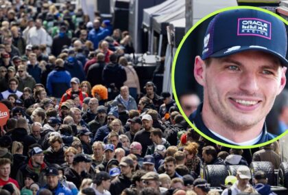 Red Bull's Max Verstappen, pictured with a busy paddock at the Nürburgring 24 Hours.
