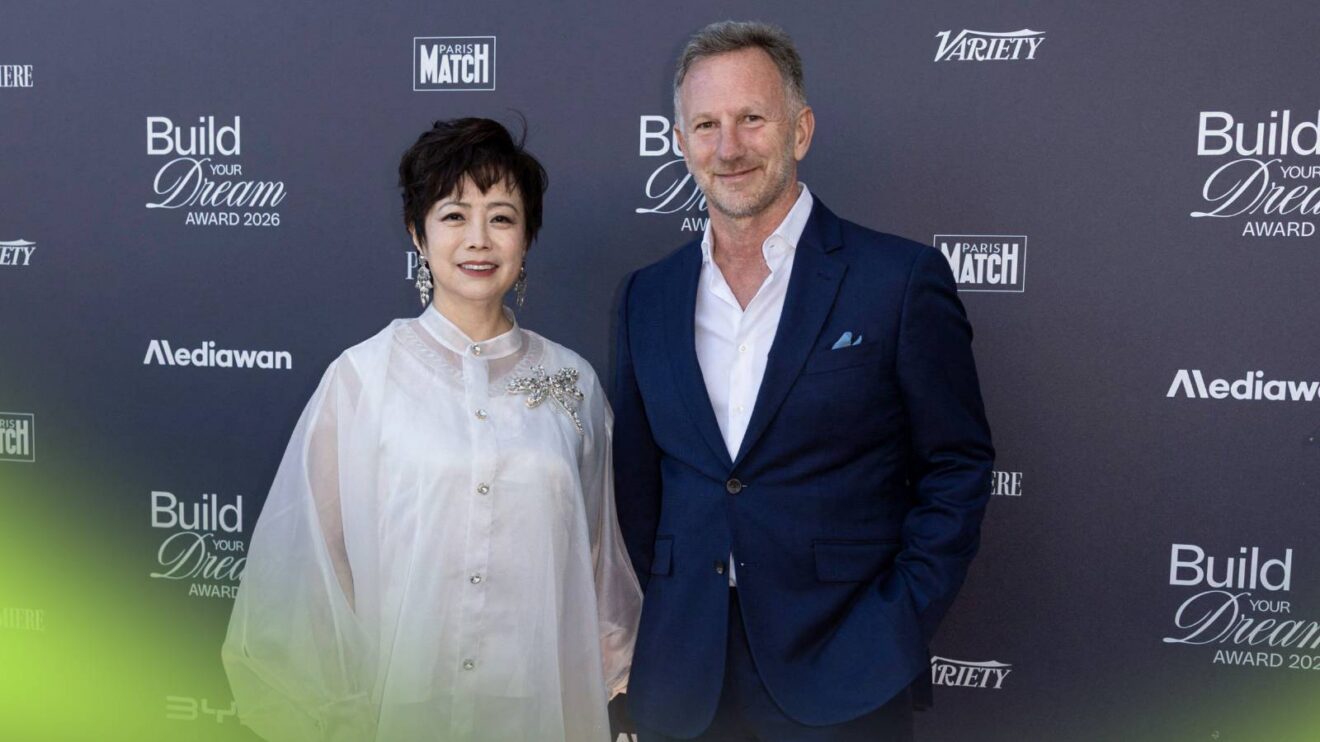 BYD President Stella Li pictured with Christian Horner in Cannes.