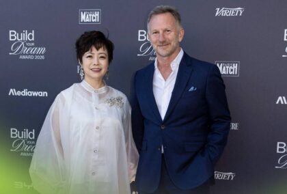 BYD President Stella Li pictured with Christian Horner in Cannes.