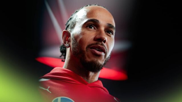 Lewis Hamilton speaks to the media