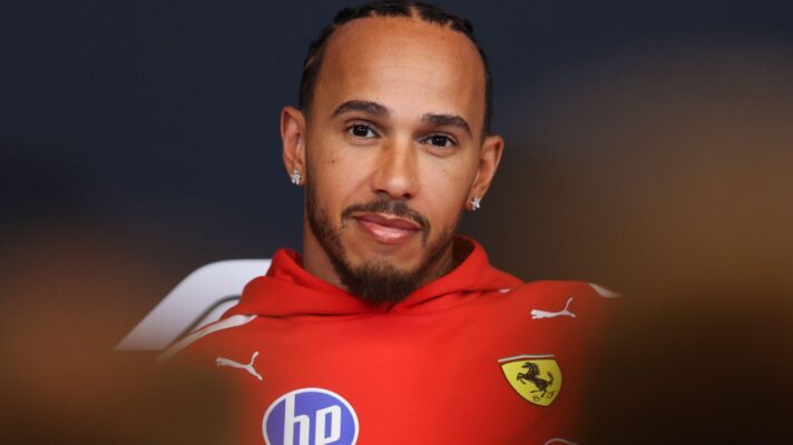 Lewis Hamilton, Ferrari, pictured in a 2026 Canadian Grand Prix press conference