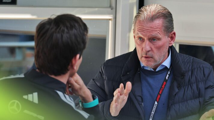 Toto Wolff and Jos Verstappen speak in the Canadian Grand Prix paddock.