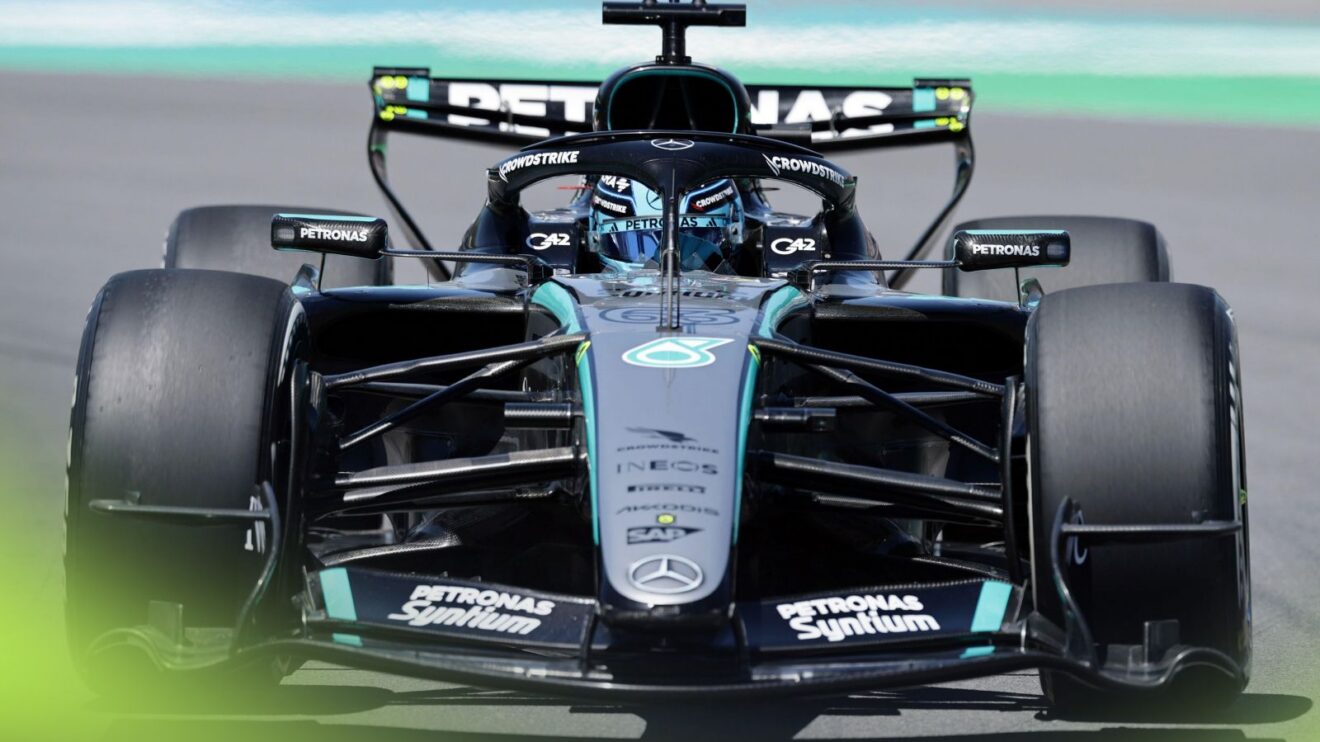 George Russell, Mercedes, driving the W17 at the 2026 Canadian Grand Prix