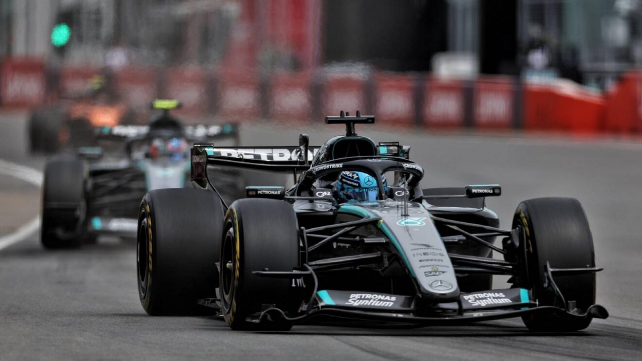 George Russell, Mercedes, driving the W17 at the 2026 Canadian Grand Prix
