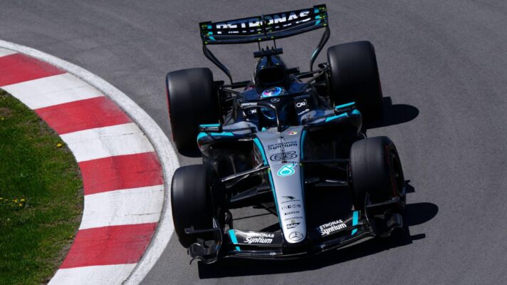 Mercedes' George Russell pictured during the 2026 Canadian Grand Prix.