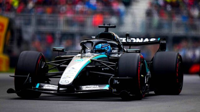 Mercedes' George Russell during the 2026 Canadian Grand Prix.