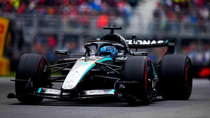Mercedes' George Russell during the 2026 Canadian Grand Prix.