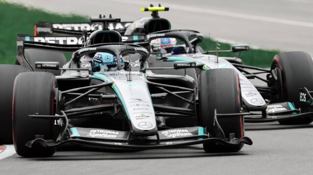 George Russell and Kimi Antonelli battle at the 2026 Canadian Grand Prix.