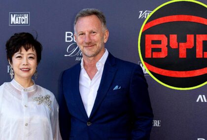 BYD vice-president Stella Li with Christian Horner, pictured in Cannes 2026.