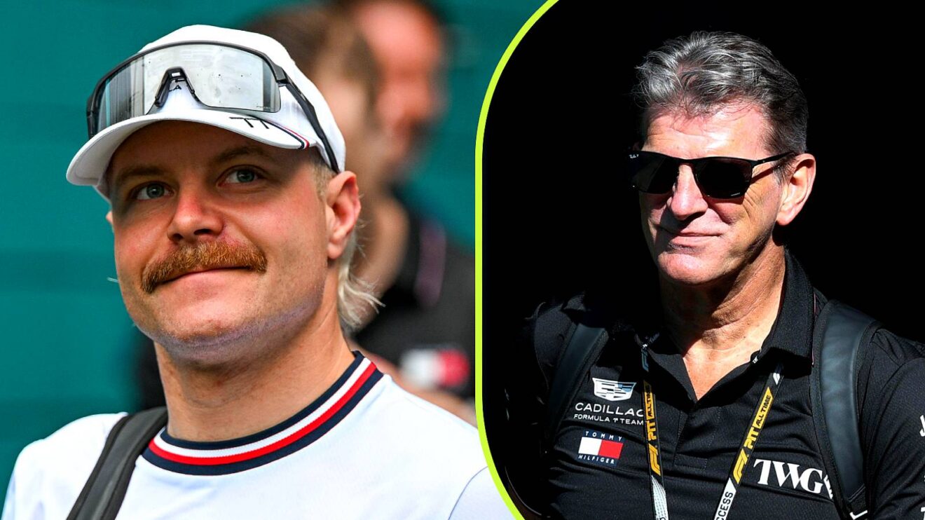 Cadillac's Valtteri Bottas and Graeme Lowdon pictured at the 2026 Miami Grand Prix.