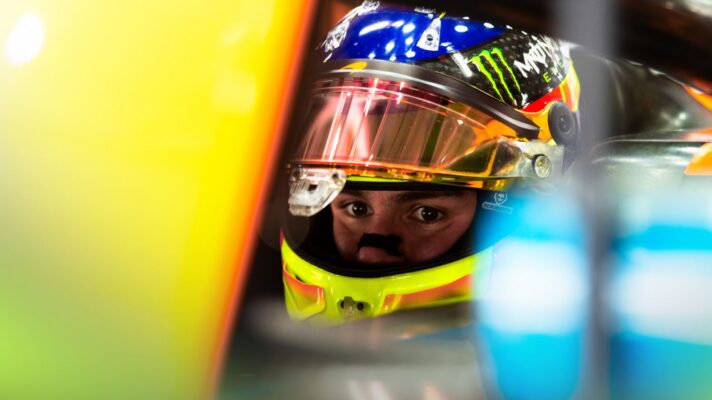 McLaren reserve driver Leonardo Fornaroli prepares for testing.