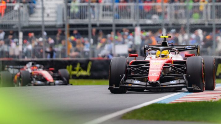 Lewis Hamilton ahead of Ferrari teammate Charles Leclerc at the 2026 Canadian Grand Prix