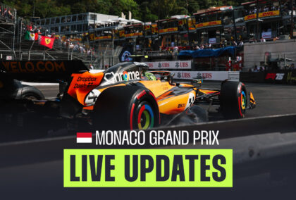 Lando Norris races away from the camera at the exit to the Swimming Pool during the 2025 Monaco Grand Prix.