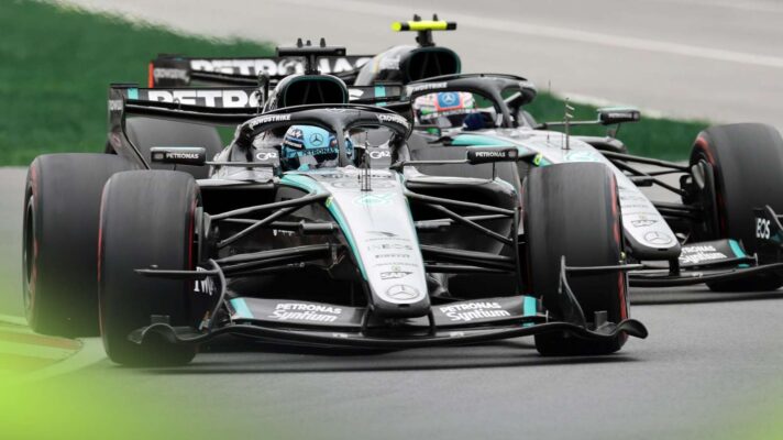 Mercedes drivers George Russell and Kimi Antonelli battle over the lead in Canada.