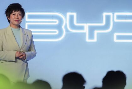 BYD's Stella Li on stage.