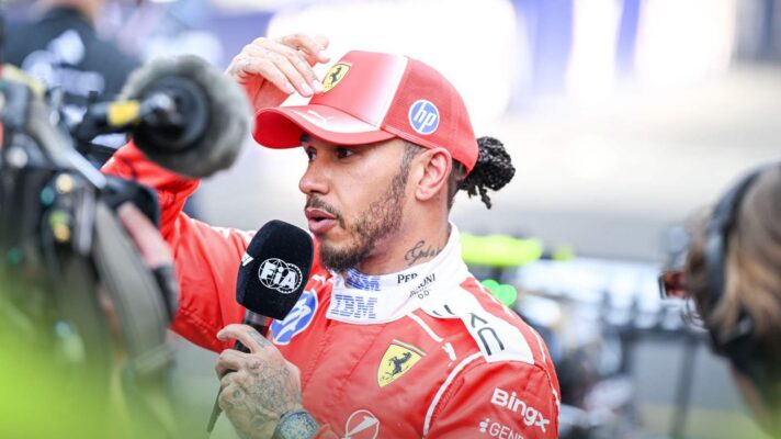 Lewis Hamilton speaks with an FIA microphone after the Monaco Grand Prix.