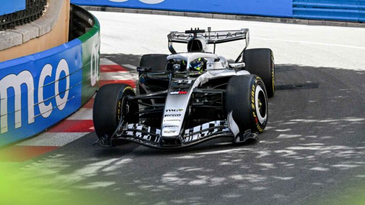 Cadillac driver Sergio Perez rounds Mirabeau at the Monaco Grand Prix.